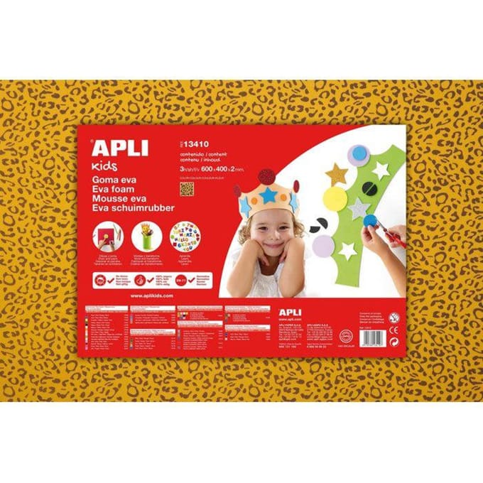 Apli Kids EVA Foam vellen 60 x 40 cm luipaardprint - 3 vel