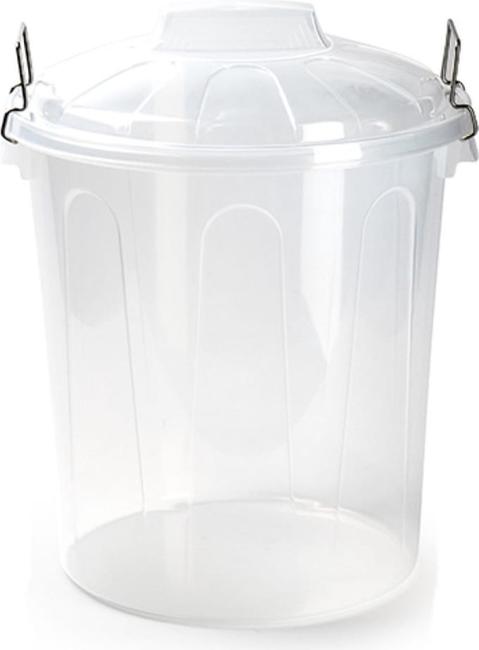 Plasticforte afvalemmer - transparant - 21L - kunststof - H42 cm - met deksel - prullenbak/afvalbak