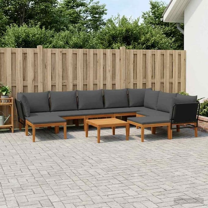 vidaXL - 11 - st - Massief - acaciahout - & - touw - Naturel