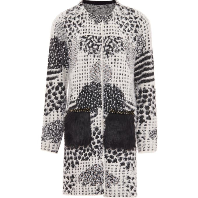 Faina Vest Dames wol wit zwart