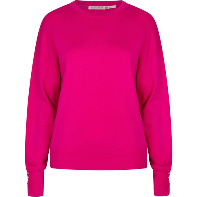 EsQualo Sweater Basic Button Slve Cuff Fuchsia Taglia: XS | Maglioni a maglia Outlet | Donna | Rosa