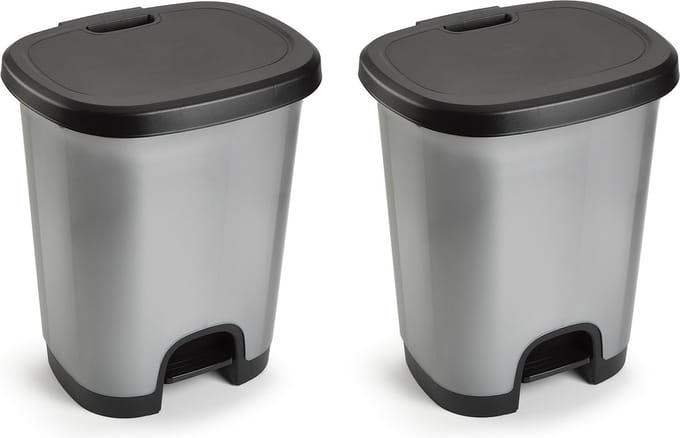 PlasticForte Pedaalemmer - Set van 2x stuks - 27L - 38 x 32 x 45 cm - prullenbak