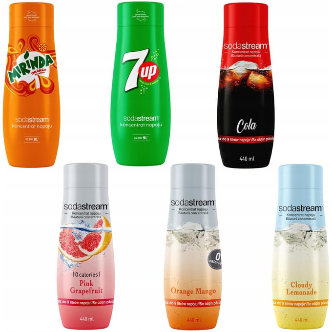 SodaStream Serie - Drankconcentraten Set - Mirinda + 7Up + Cola + Grapefruit + Orange-Mango + Lemonade