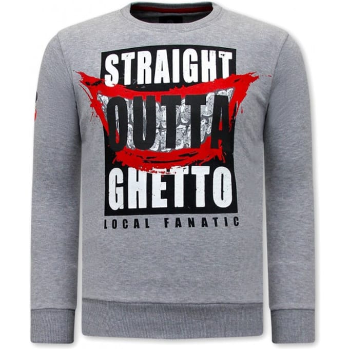 Heren Sweater - Straight Outta Ghetto - Grijs