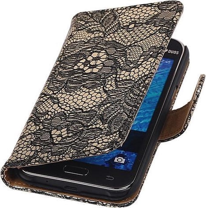 Samsung Galaxy J2 - Zwart Lace Booktype Wallet Hoesje