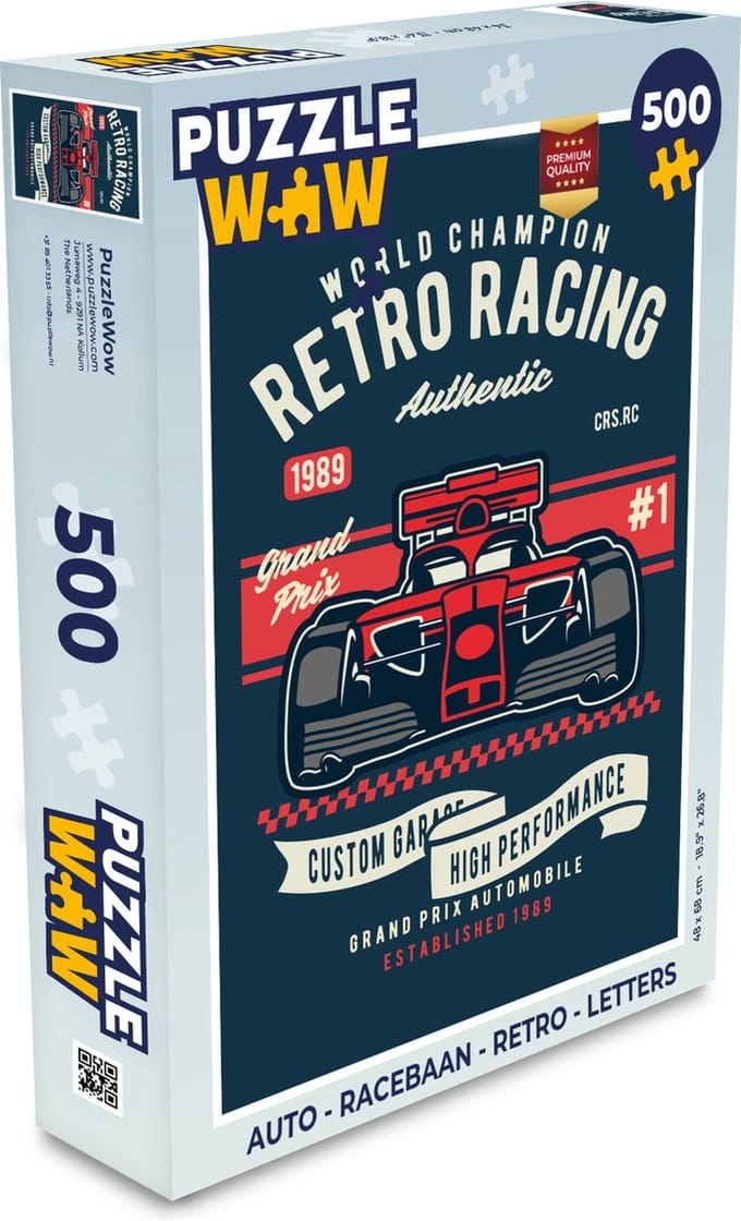Puzzel Auto - Racebaan - Retro - Letters - Legpuzzel - Puzzel 500 stukjes