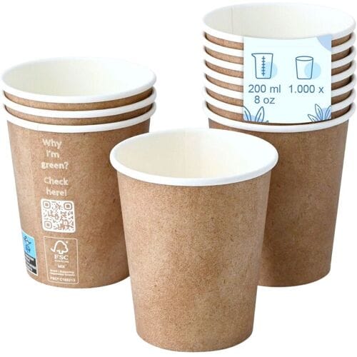 GGM Gastro (1000 Stück) Pappbecher - 200ml - Ø 80mm - Braun - innen Weiß