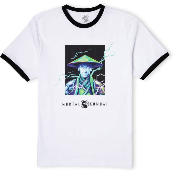 Mortal Kombat Raiden Unisex Ringer T-Shirt - Wit/Zwart - L