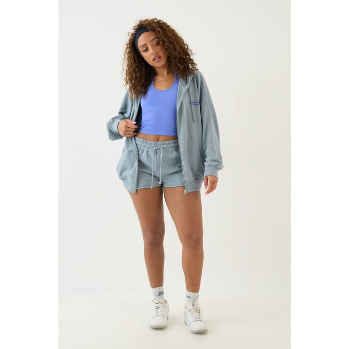 Dames Dsgn Studio Training Club Lichtgewicht Hoodie Met Ritssluiting | Leisteen Blauw | Maat: Small