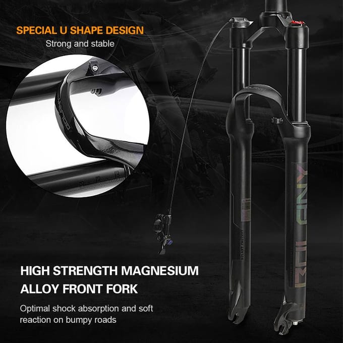 Fourche avant pneumatique ultra-légère pour VTT 29 pouces avec télécommande en alliage de magnésium Rebound Remote control noir