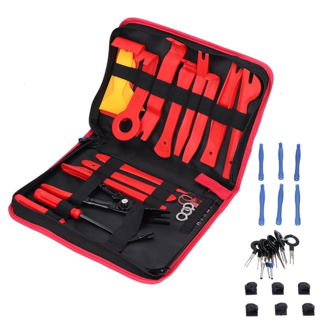Kit d'outils de retrait audio 45 pièces Outil de démontage de garniture intérieure de panneau DVD auto Fournitures de modification red
