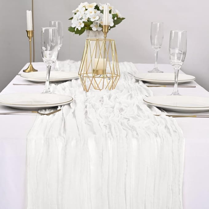 Kaasdoek Tafelloper - 6 stuks - Wit - 90 x 300 cm