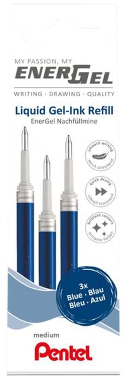 Gelschrijvervulling pentel lr7 energel m 3st blauw | 12 stuks