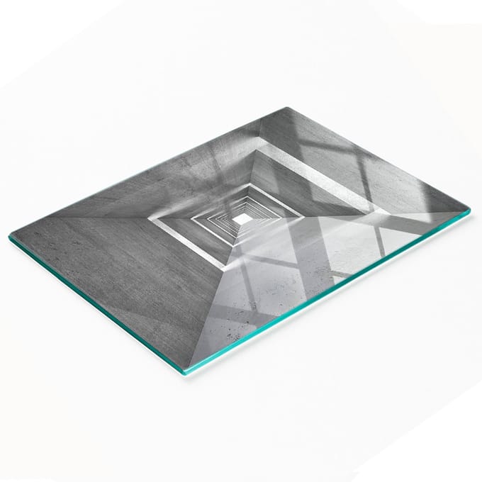 Serveerplank van gehard glas met betonmotief, 80x52 cm
