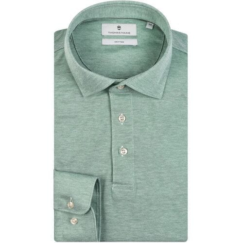 Thomas Maine Poloshirt Longsleeve Jersey 2Tone Groen / male