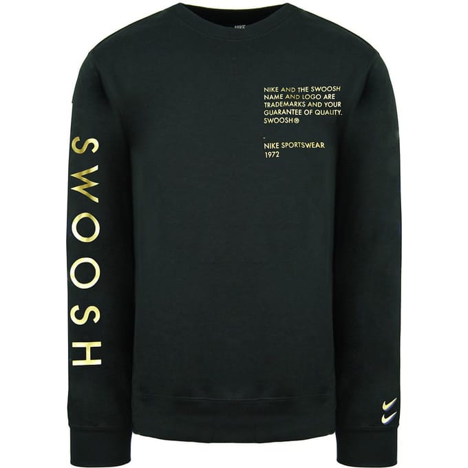 Nike Swoosh Lange Mouw Zwarte Pullover Crew Hals Heren Truien DC2577 010