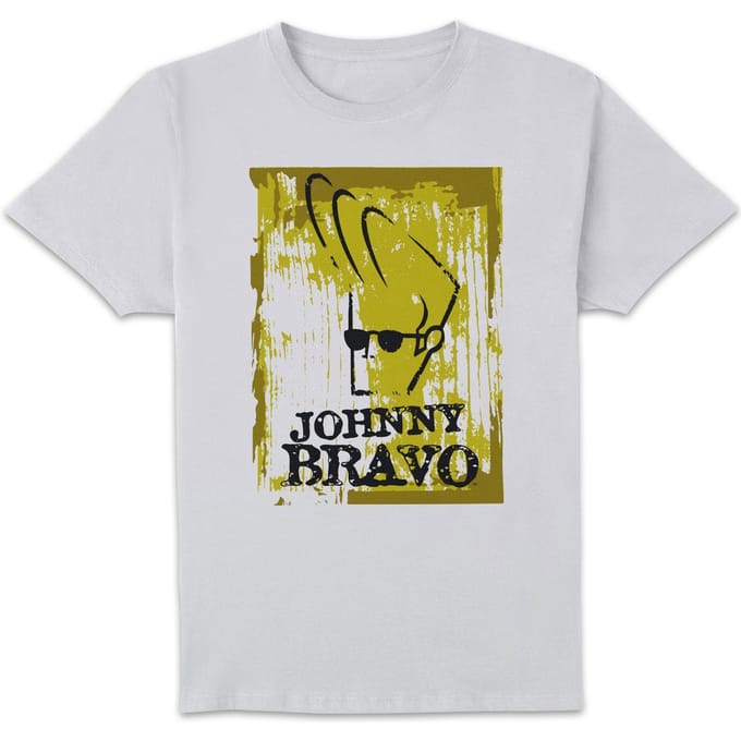 Johnny Bravo Distressed Men's T-Shirt - White - M