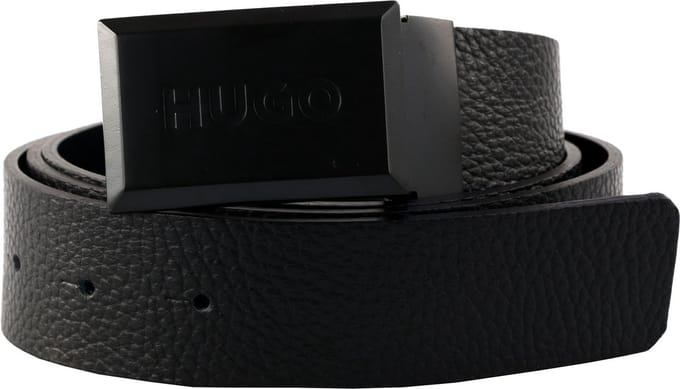 HUGO Riem Leather Belt W95 Black Zwart