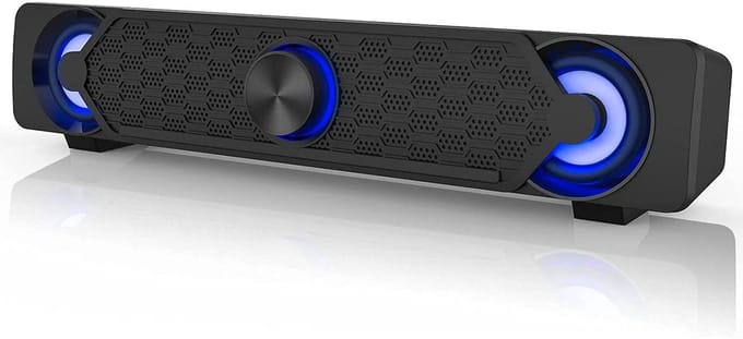 Azomor® Compacte USB-Soundbar met LED-verlichting voor Gaming en Multimedia