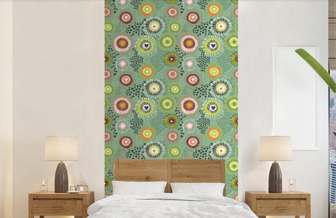 Behang - Fotobehang Bloem - Design - Hartjes - Breedte 120 cm x hoogte 240 cm