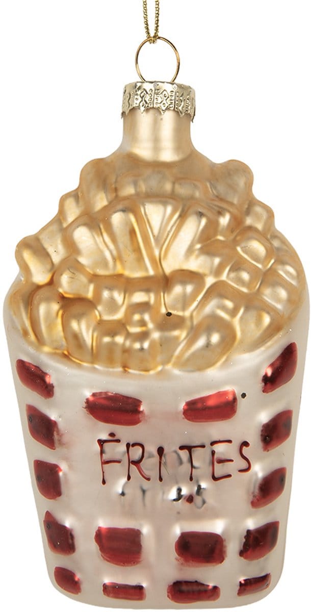 Clayre & Eef Kersthanger 6x3x10 cm Wit Glas