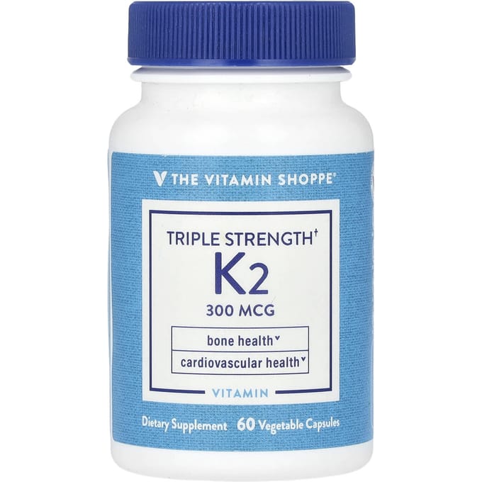 The Vitamin Shoppe, Vitamine K2, 3x sterkte, 300mcg, 60 plantaardige capsules