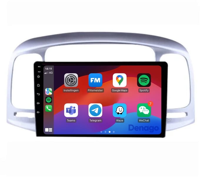 CarPlay autoradio geschikt voor Hyundai Accent (2007 t/m 2011) | 9 inch | Android 16 | Draadloos Apple CarPlay & Android Auto | 2GB + 32GB | QuadCore processor | Denago DNG-A174 | 2025 model | 2007 2008 2009 2010 2011 | Bluetooth & Wifi