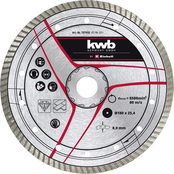 KWB Diamantslijpschijf 180 x 25,4mm Turbo