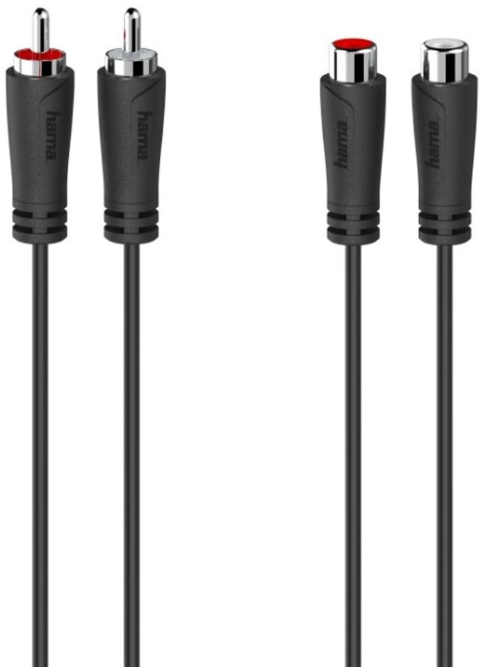 Hama Audio-verlengkabel 2 Cinch-stekkers - 2 Cinch-koppelingen 1,5 M
