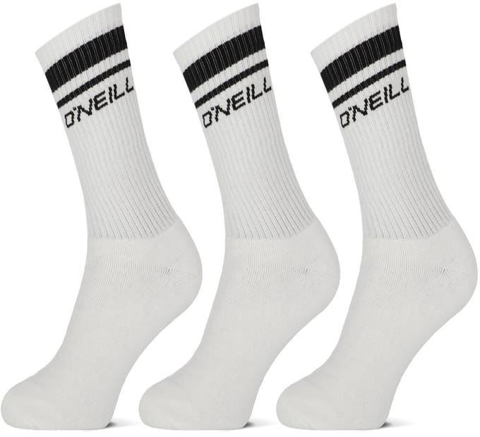 O'Neill Sportsokken Unisex Dames / Heren Gestreept 3-Pack Wit - Maat 35-38