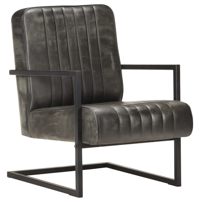 vidaXL - Fauteuil - echt - leer - verweerd - grijs