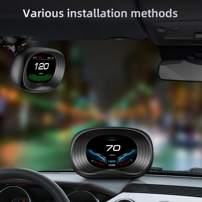 Digitale OBDII-snelheidsmeter Auto Head-Up Display met OBD-interface Snelheidsspanning Enkele kilometerstandklok zwart