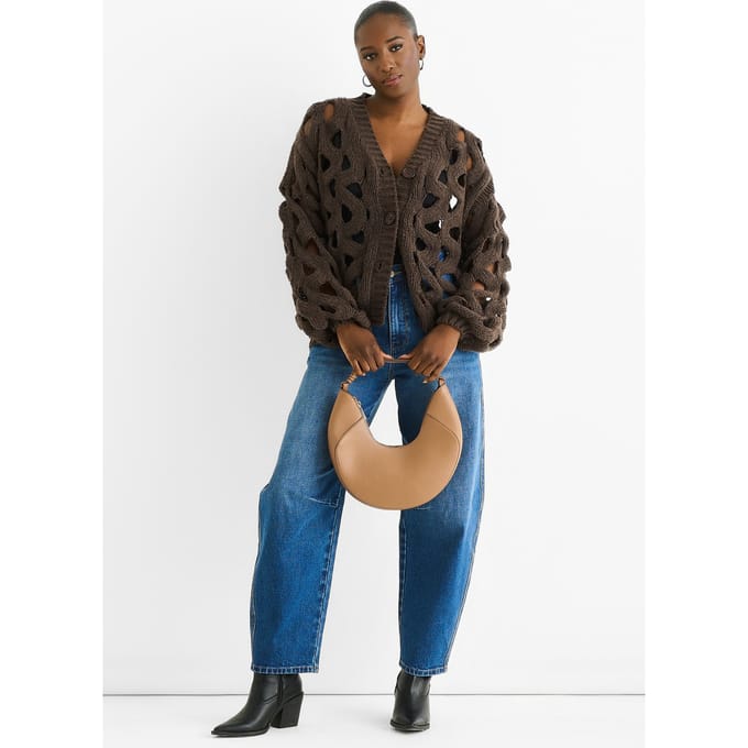 Chocolade Hollow Chunky Gebreide Cardigan