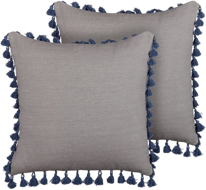 CARPINUS - Sierkussen set van 2 - Grijs - 45 x 45 cm - Linnen