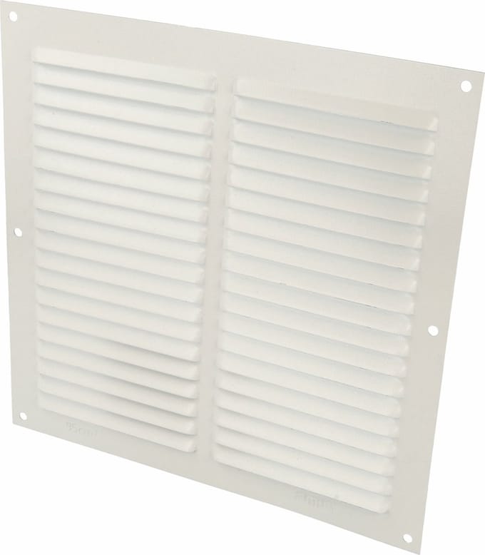 AMIG Ventilatierooster/muurrooster - 200 x 200mm - aluminium - wit - schoepenrooster