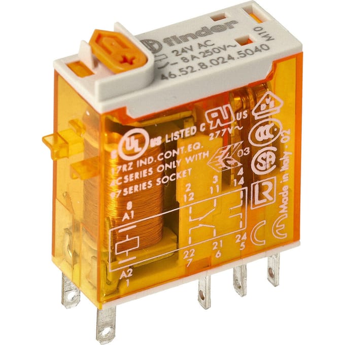 Finder Mini Industrieel Relais 2CO 8A 24VAC Verguld - 46.52.8.024.5040