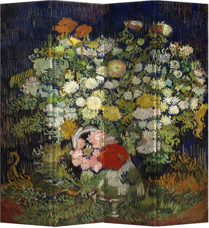 Fine Asianliving Kamerscherm B160xH180cm 4 Panelen Still Life with Flowers van Gogh