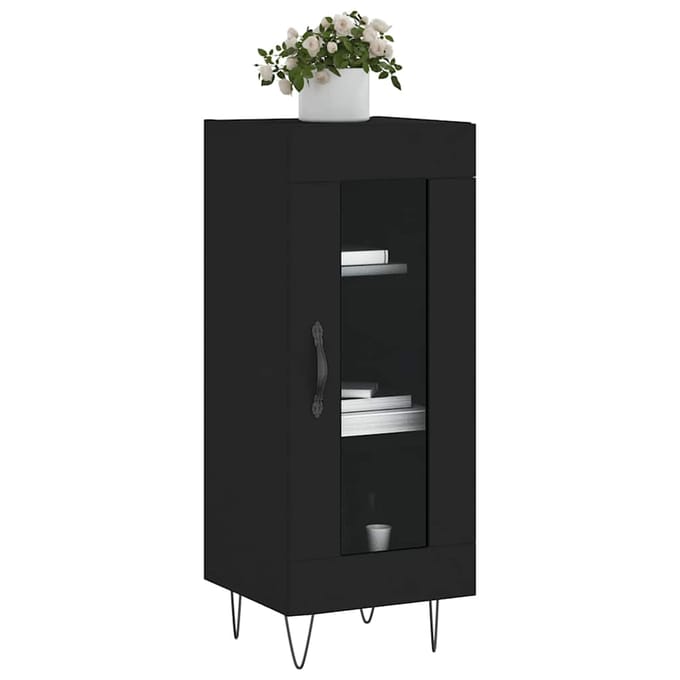 vidaXL - Dressoir - 34,5x34x90 - cm - bewerkt - hout - zwart
