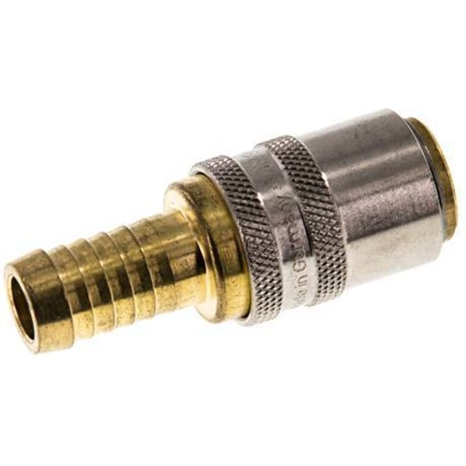 Messing DN 9 Tempereerkoppeling Snelkoppeling 13 mm Slangpilaar Loskoppelbeveiliging