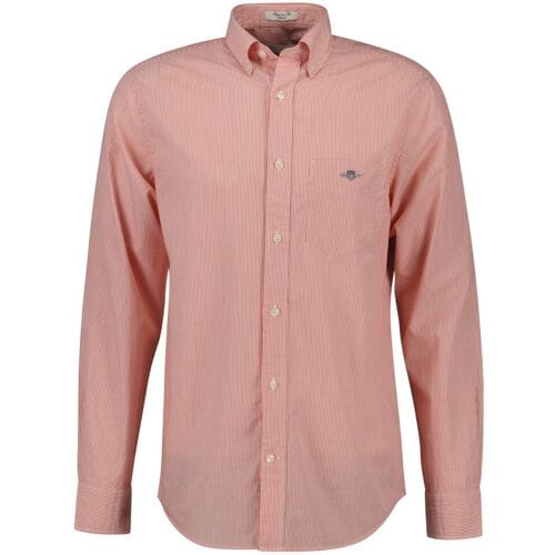 Gant Overhemd Poplin Banker Stripe Button Down Deep Orange / male