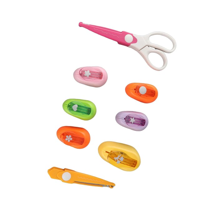 Pons Craft Set Meerdere Vormen Craft Gatpons en Schaar voor Scrapbooking Knutselen pink