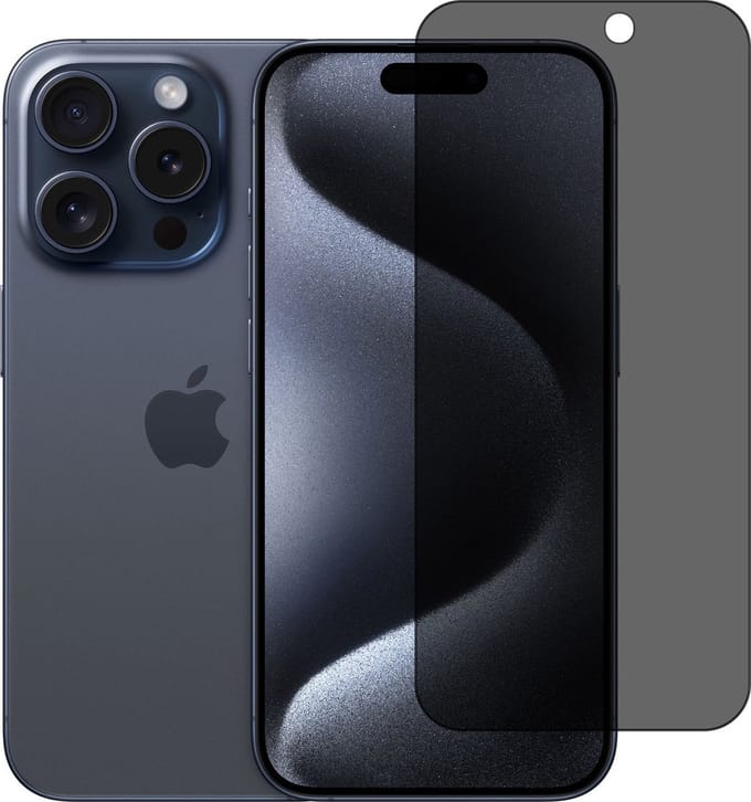 Privacy Screen protector Geschikt voor iPhone 15 Pro Max - Full screen protector tempered glass van gehard glas