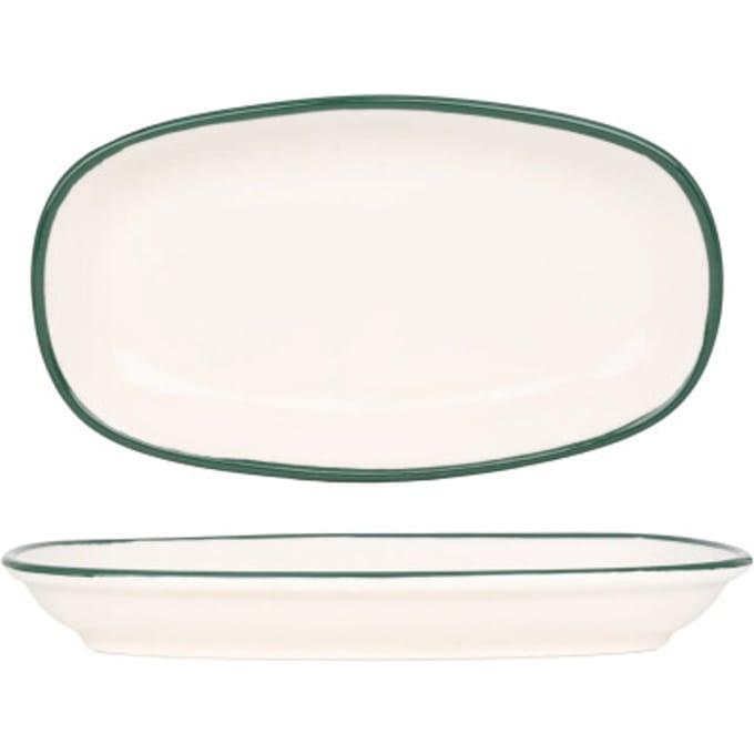 Rinart Serveerschaal - Green Edge - Porselein - 25x15 cm - set van 2