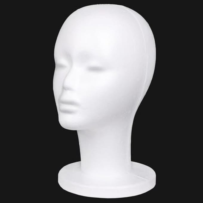 Pruik Hoofd - Styrofoam Model - Haar Stylen - Lichtgewicht Ontwerp - 29cm Hoogte - Wit