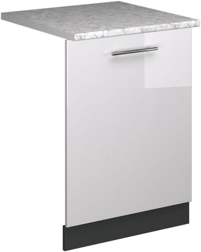 Integratiedeksel Vaatwasser Paneel Wit Hoogglans 60 cm AP Marmer Look