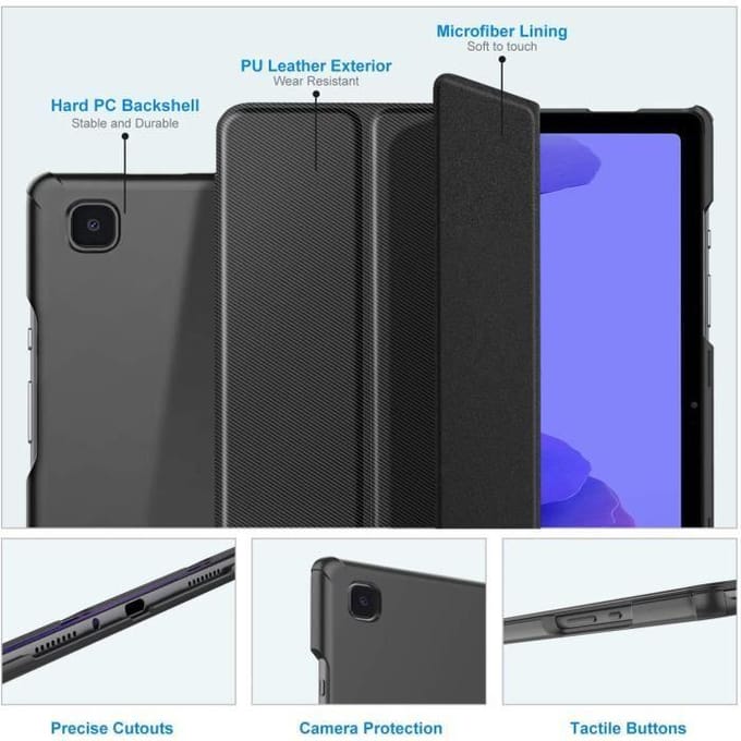 Hoesje voor Samsung Galaxy Tab A7 - Samsung - T505/T500/T507 - Zwart - Fijne textuur - Verstelbare standaard
