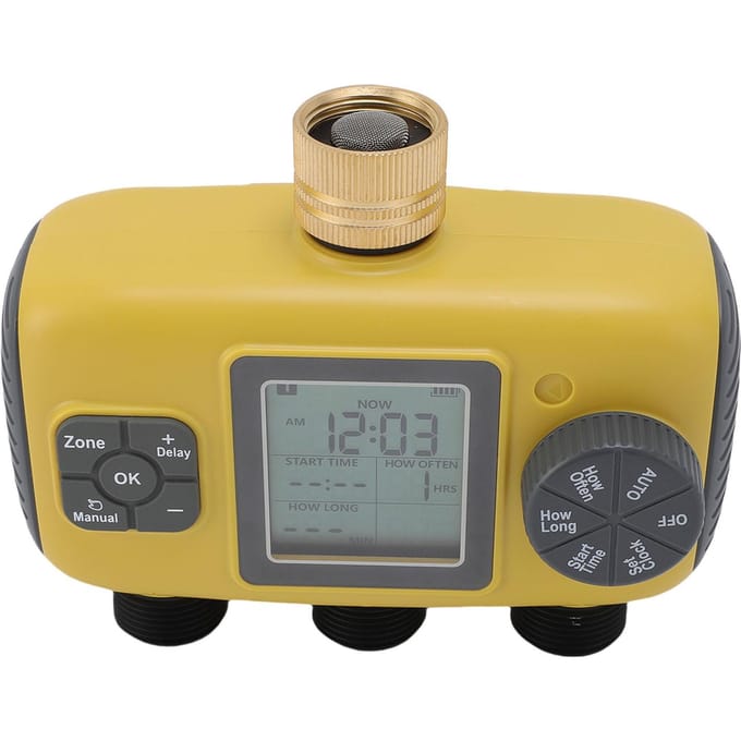Slimme Sproeier Timer 3 Uitgangen Irrigatie Waterklep Controller voor Tuin Gazon Kas beige