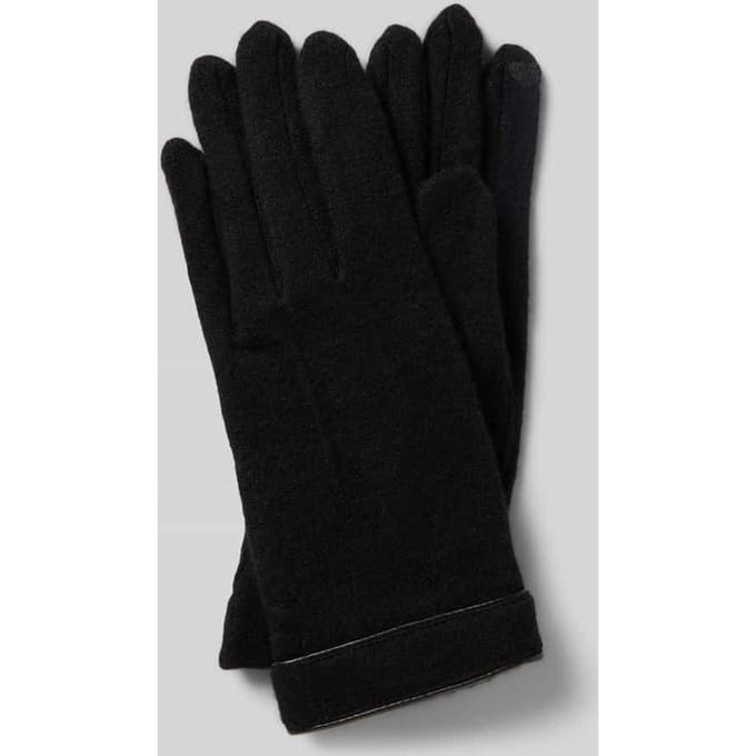 Walkhandschoen van zuivere scheerwol model 'Leather Piping Touch'