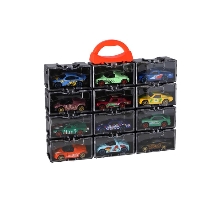 Rapid Wheels speelgoed opbergbox met 2 diecast auto's multicolor.
