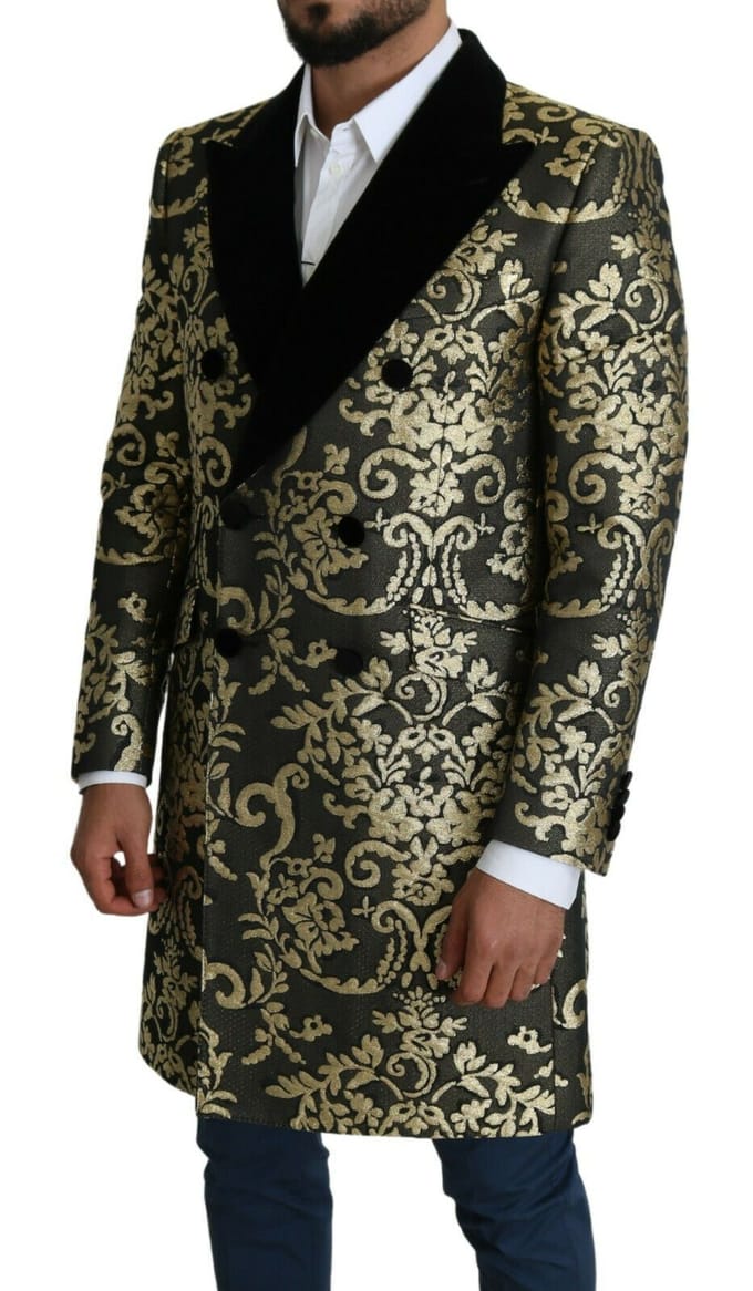 Brocade Dubbelzijdige Jas Goud en Zwart